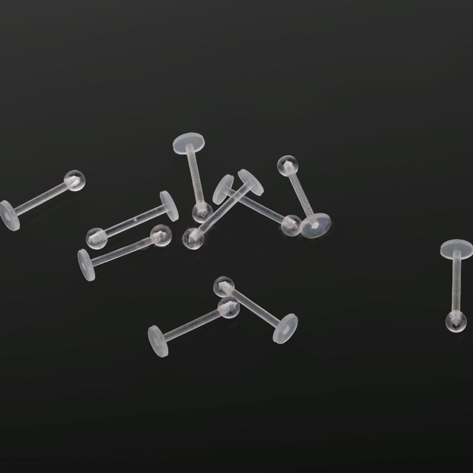 10pcs Clear Tongue Rings Tongue Retainers Body Jewelry Piercing No Metal