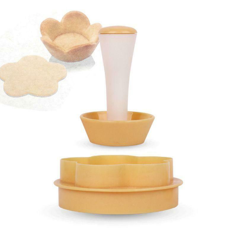 Plastic Pastry Stamper Tart Shell Mould Cutter Flower Round Dough Cookie Muffin