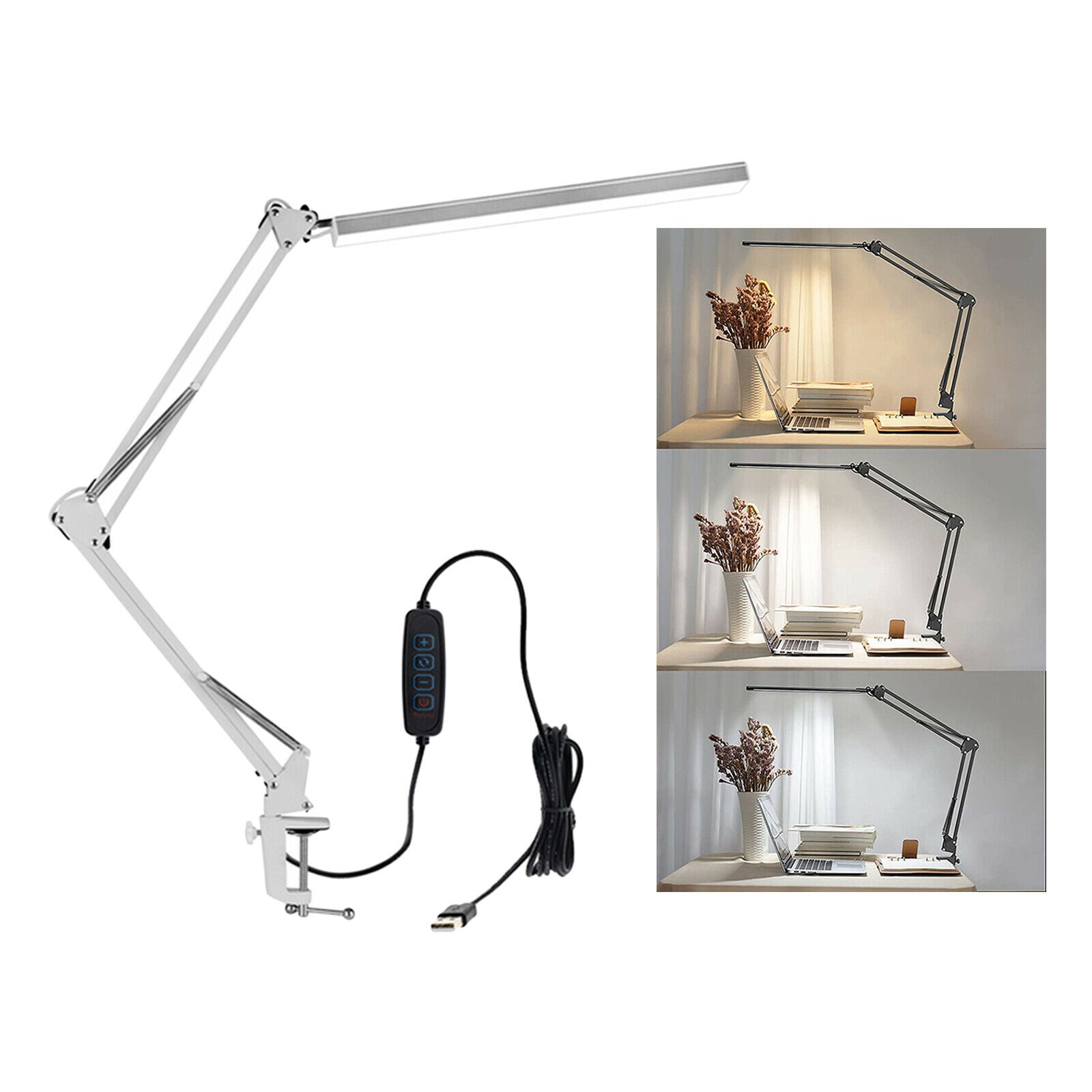 Folding Eye Protection LED Desk Lamp with Clamp Home Office Desk Light