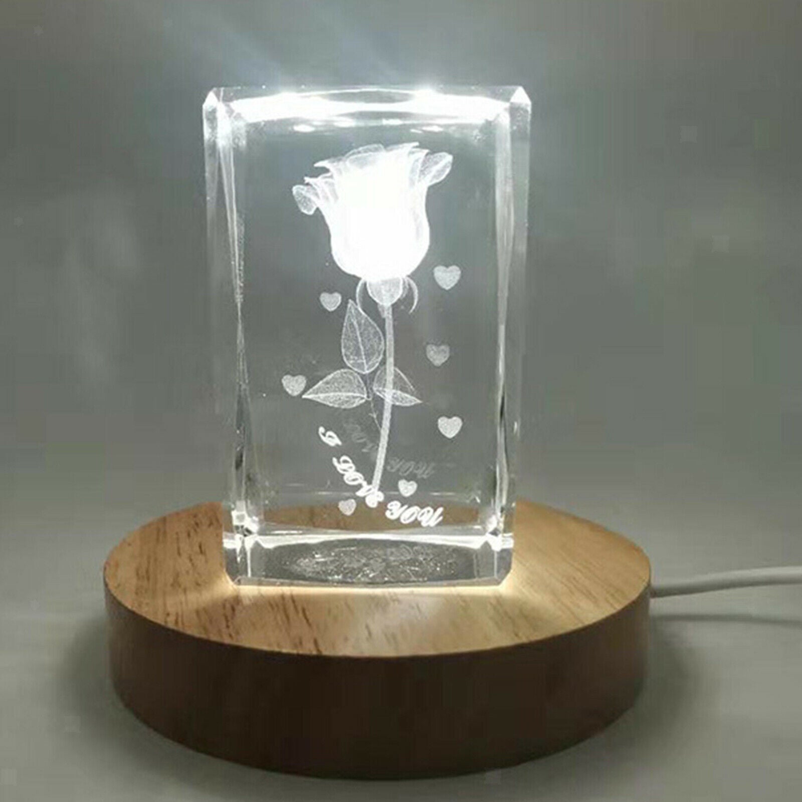 USB 3 Colors Wooden LED Light Base for Crystal Ball Vase Acrylic Easy to Use
