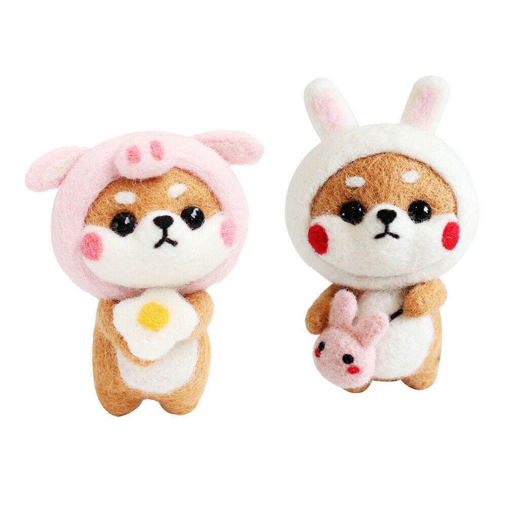 2 Pack Cute Dog Felt Craft Kits Tutorials Roving Crafts Home Pig Rabbit