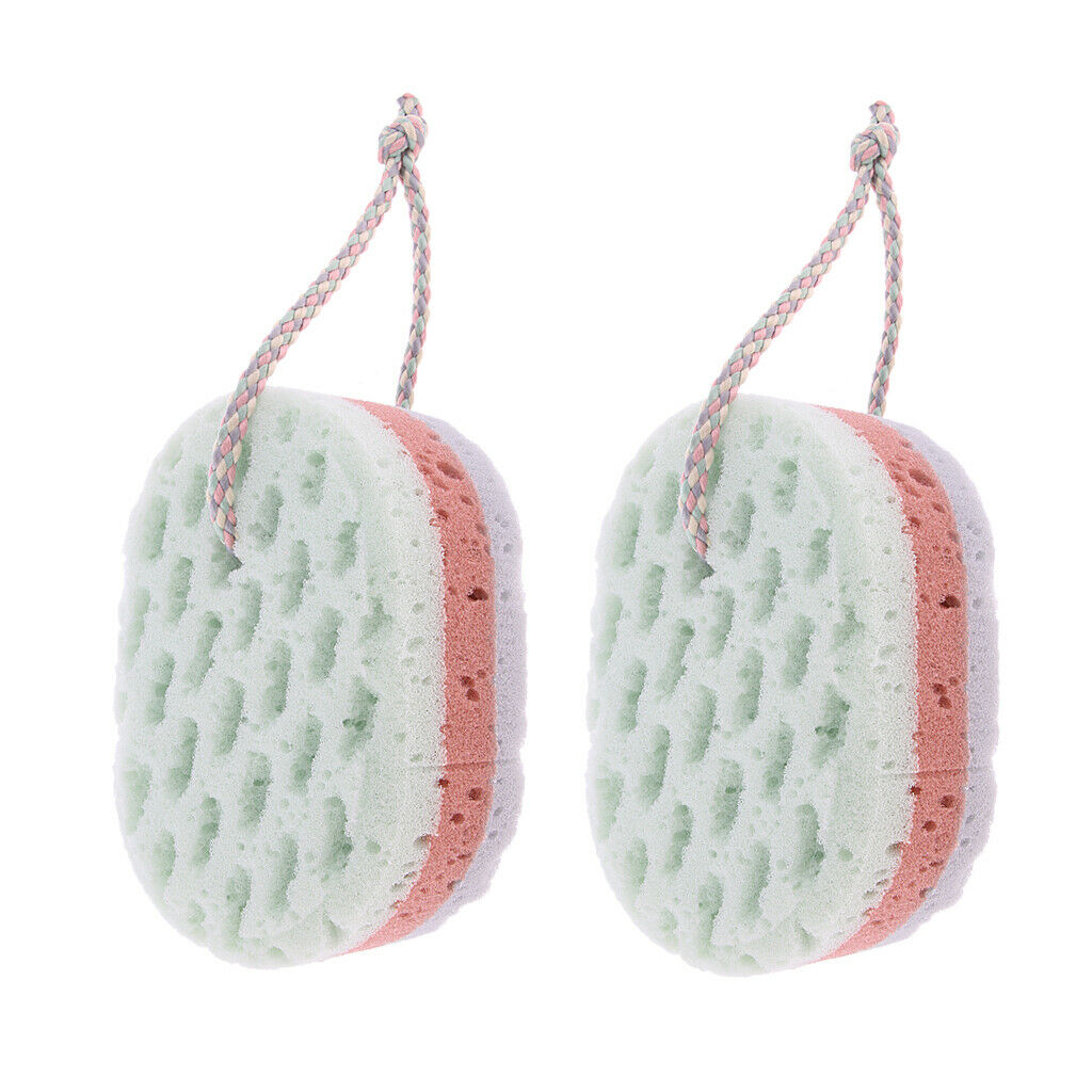 2Pcs Body Exfoliating Face Wash Bath Sponge Cleaning Scrubber Massage Puff Fit