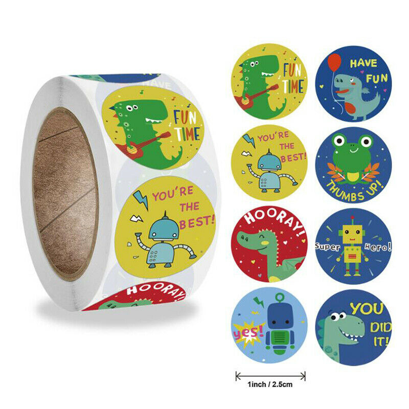 500Pcs Cute Dinosaur Animals Reward Stickers English Encourage Labels Kid.l8