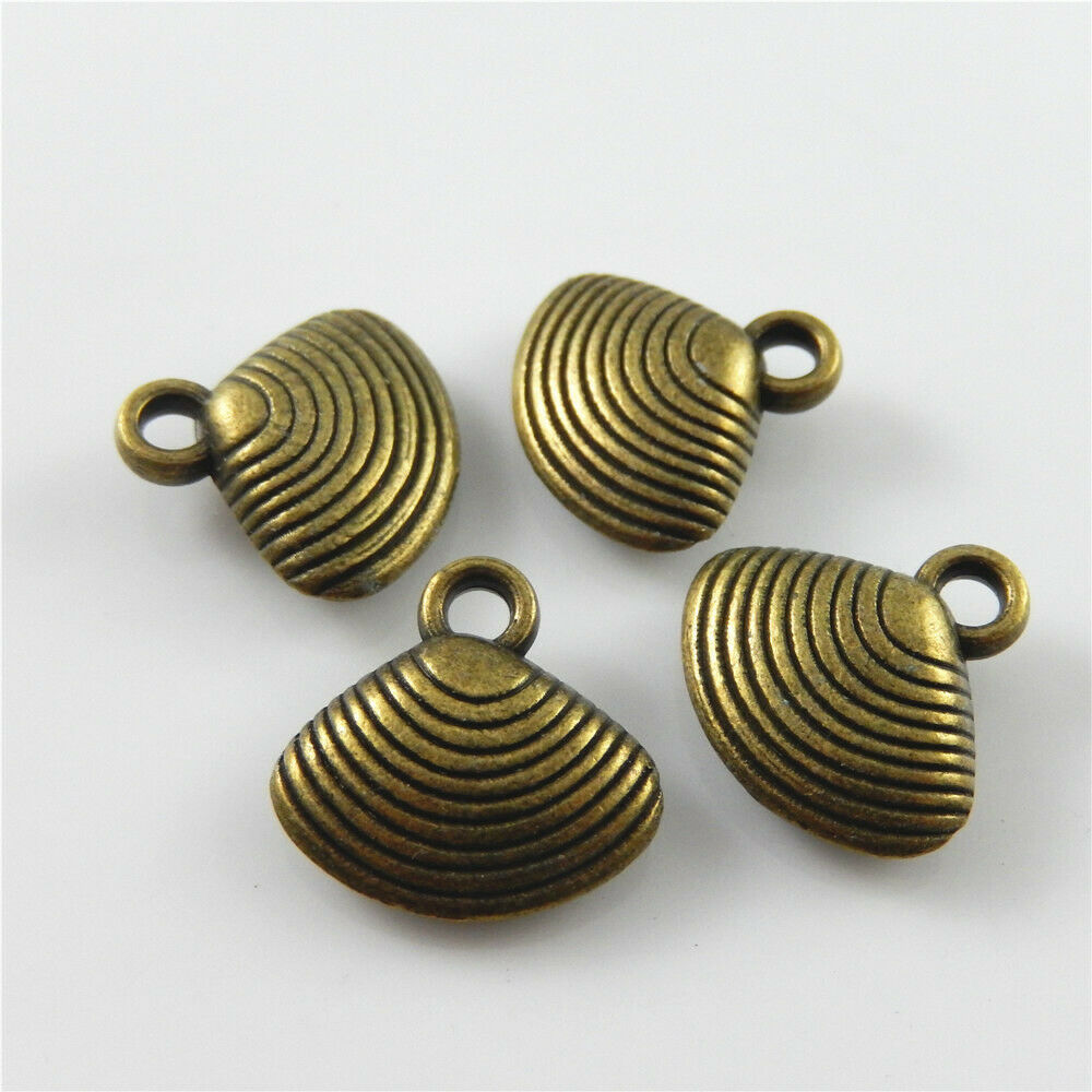20 pcs Antiqued Bronze Fan Shell Alloy Charm Seashell Pendant Findings 17x12x6mm