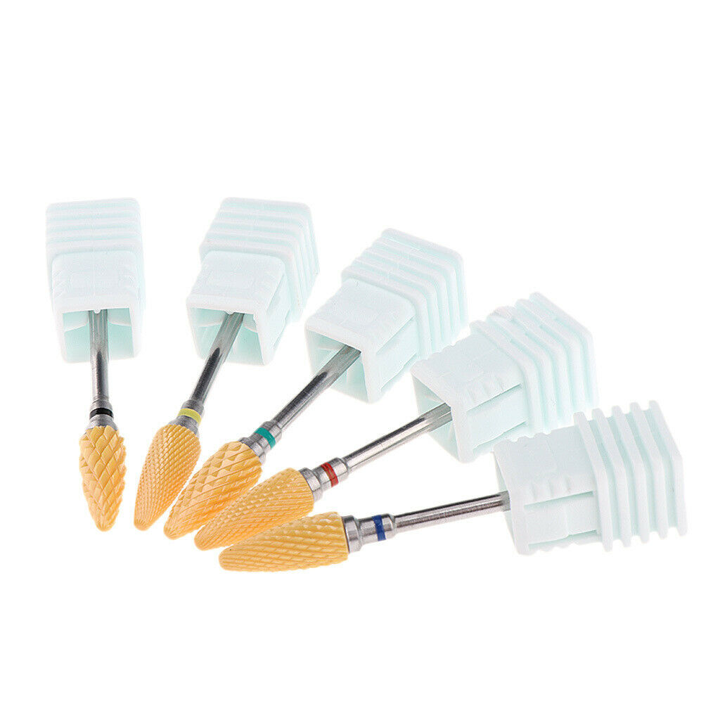 5Pcs Ceramic Nail Art File Drill Bit Polishing Head Grinding Manicure Tools