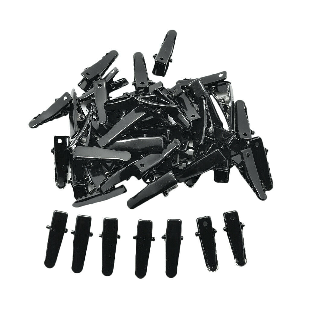 50x Black Metal Single Prong Alligator Hair Clips Hair Accessories 24mm