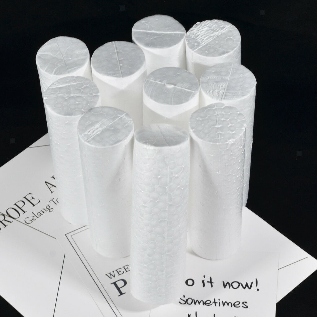 10x Blank Cylinder Shape Polystyrene Styrofoam Foam DIY Materials 14x4.5cm