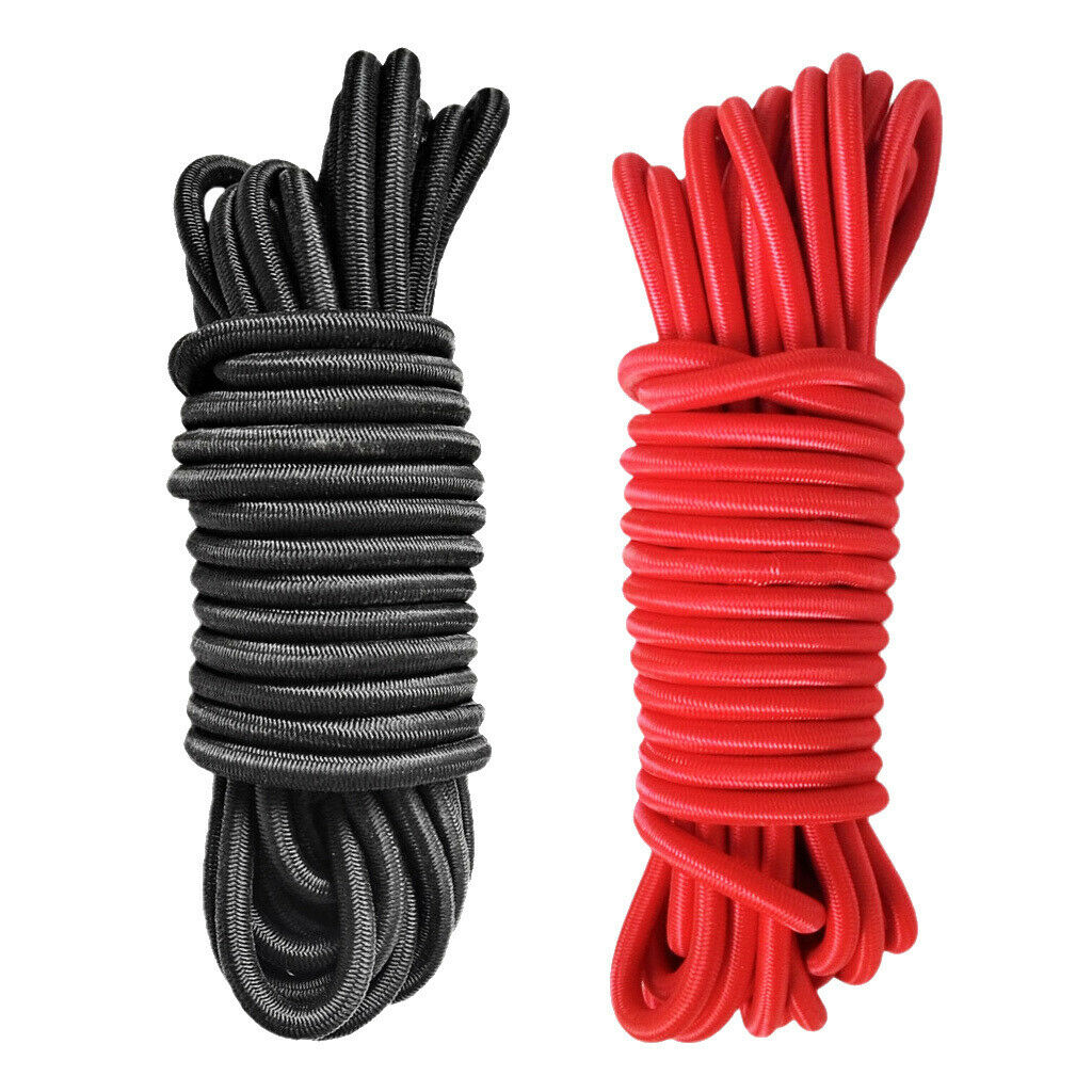 2x 4mm 5m Bungee Rope Kayak Boat Heavy Duty Shock Cord Tie Down Black & Red