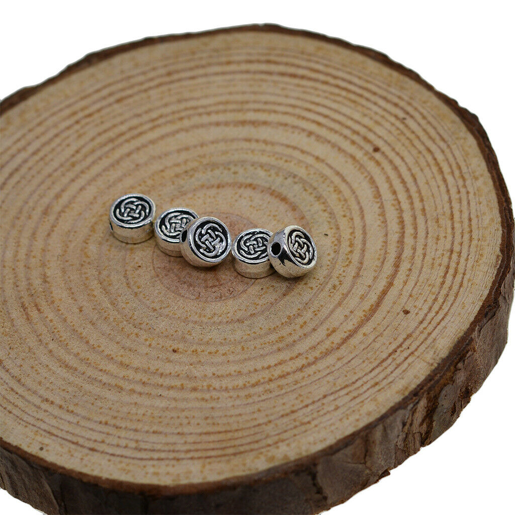 100Pcs Celtic Knot Beads Loose Spacer Round Beads Charms DIY Jewelry Making