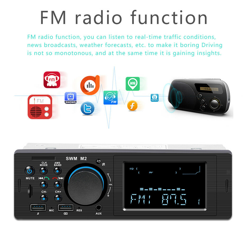 Car Stereo Radio MP3 Player In-Dash Bluetooth FM Charging Player Control