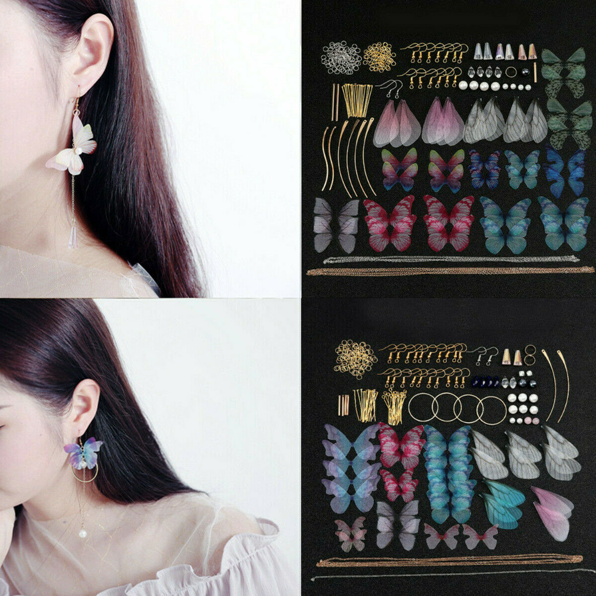 2 Sets DIY Earrings Jewelry Making Kit Supplies Handmade Butterfly Wing Craft