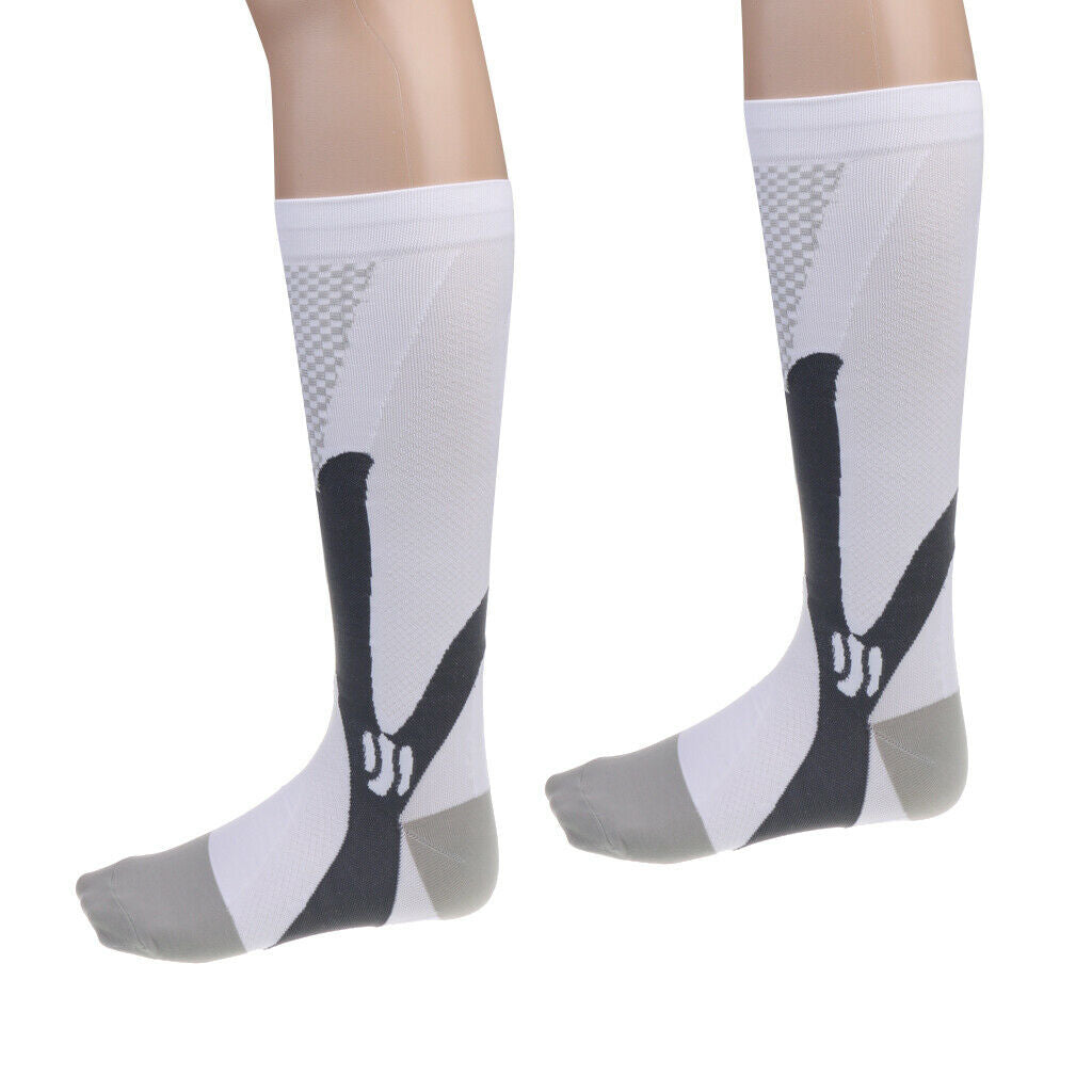Anti-Slip Football Volleyball Soccer Knee High Sock Sports Socks S/M White