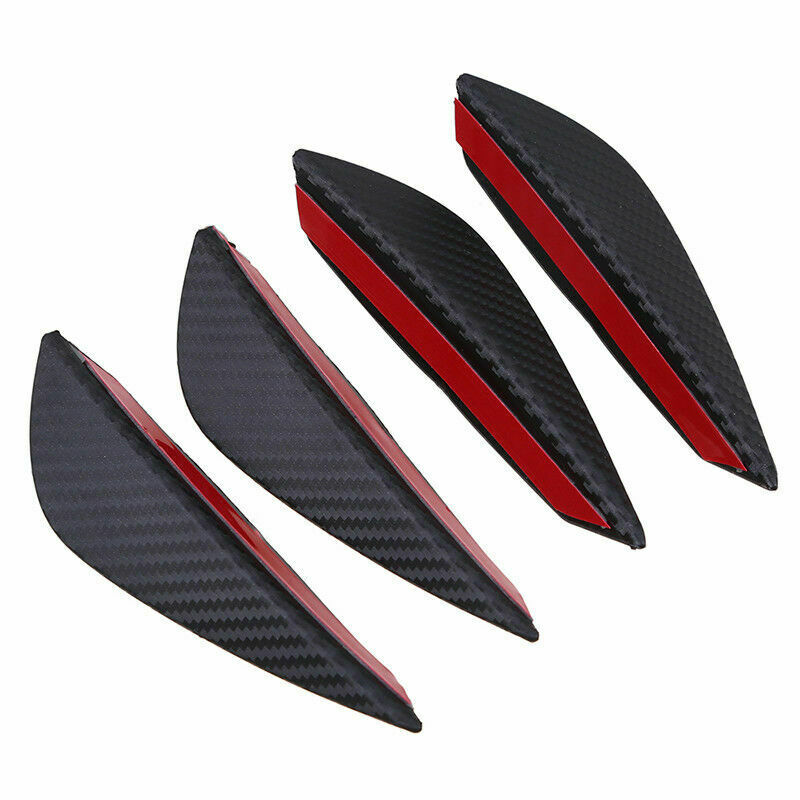 4Pcs Carbon Fiber Look Car Front Bumper Fins Lip Canards Splitter Trim Univeral