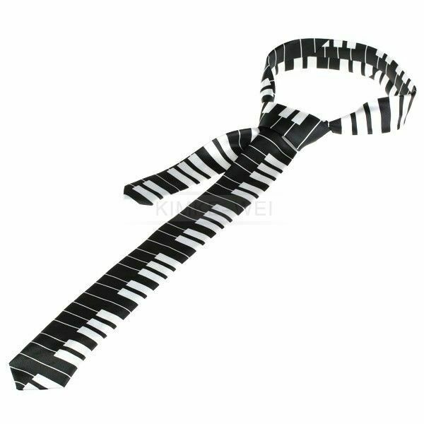 2x Black & White Piano Keyboard Keys Necktie Tie New