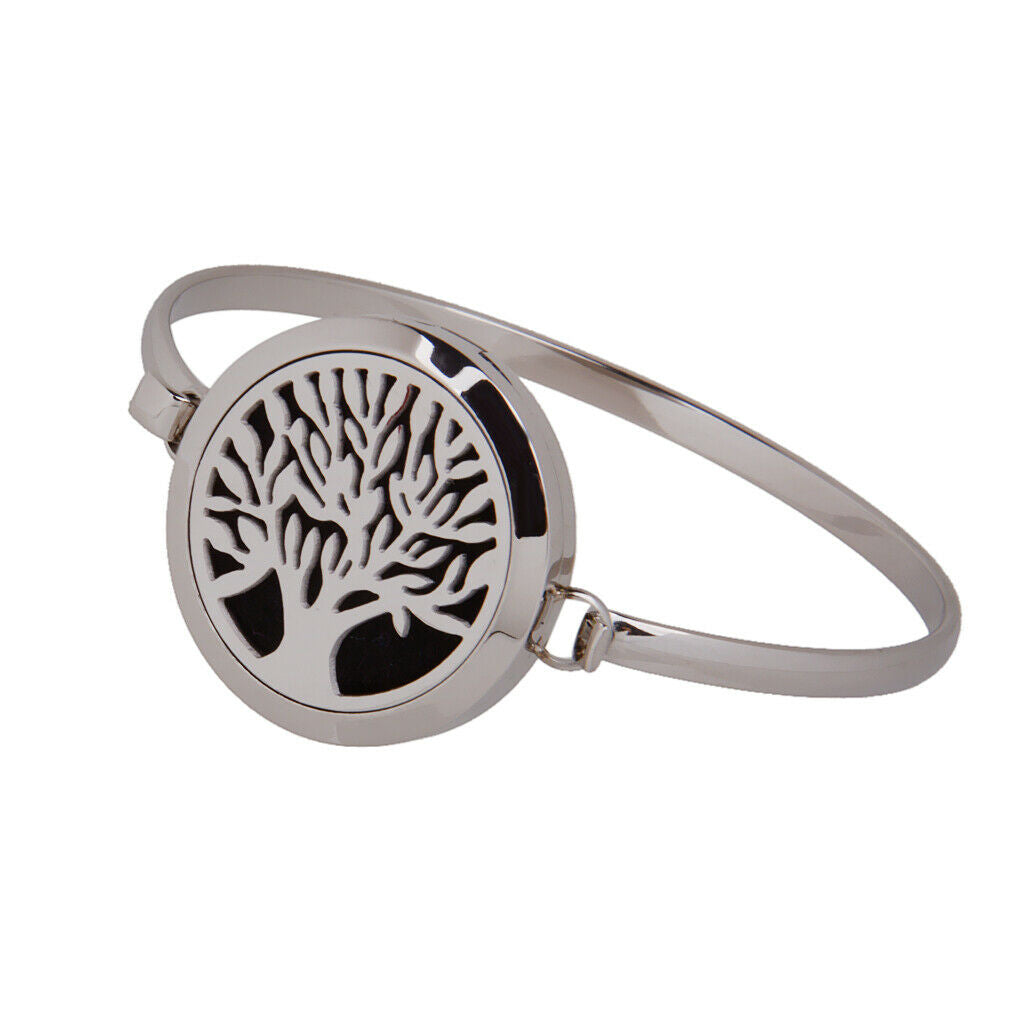 2PCS Tree of Life Aromatherapy Essential Oil Diffuser Locket Chain Bracelet