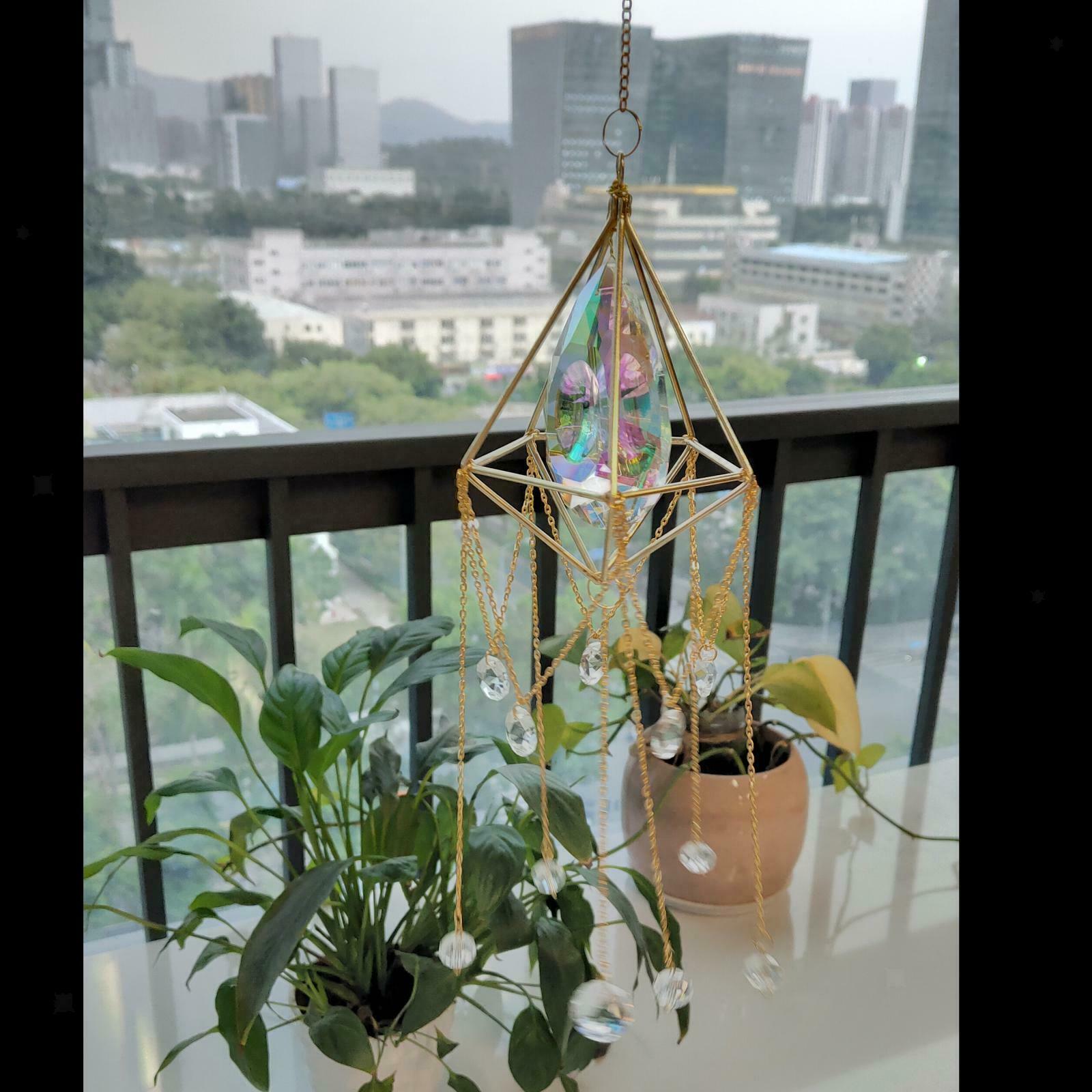 Geometric Crystals Suncatcher Wind Chime Hanging Pendants Home Garden Decor