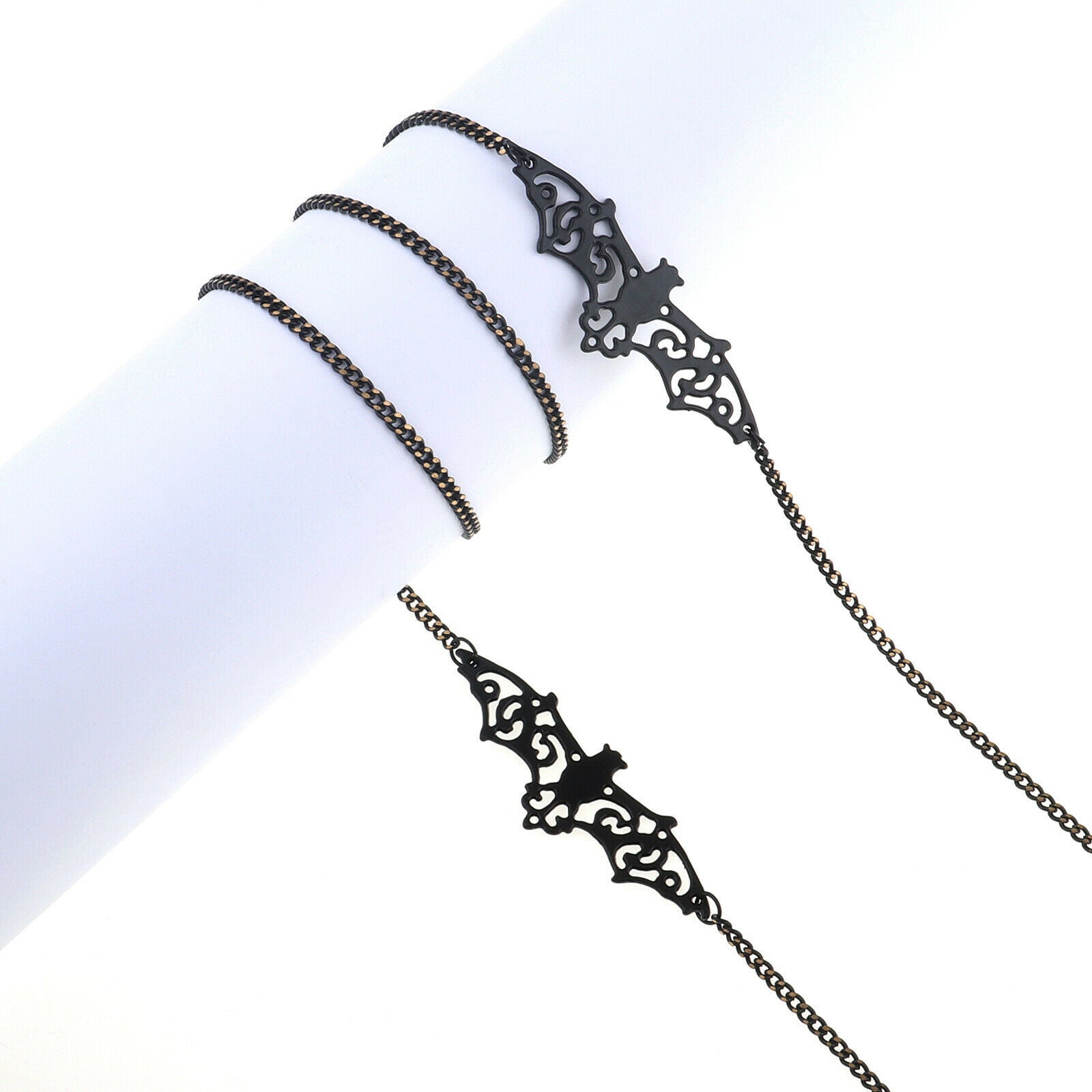 Eyeglass Chain Black Bat Decor Reading Eyewear Retainer Necklace Lanyards