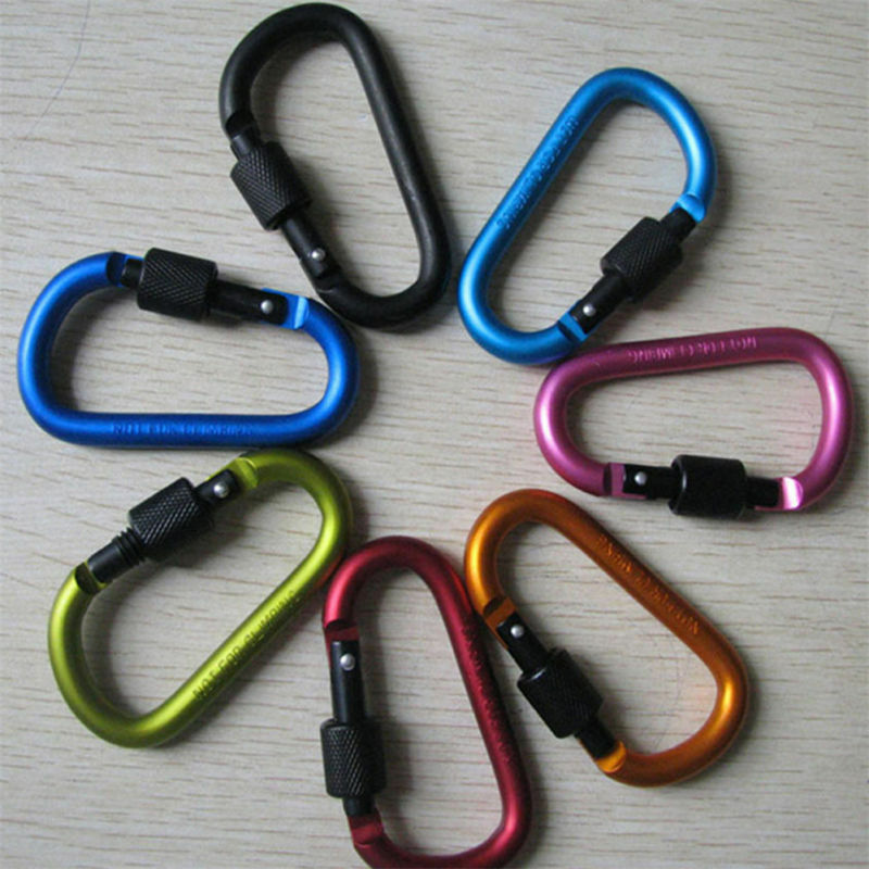 5PCS/ Set Aluminum Carabiner Keyring D-Ring Key Chain Clip Snap Hook Karabiners
