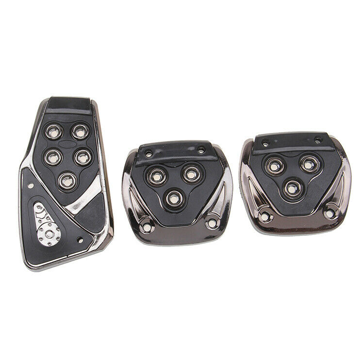 3Pcs Grey Speed Sporty Non-Slip Manual MT Gas Brake Foot Pedal Pad Cover Car
