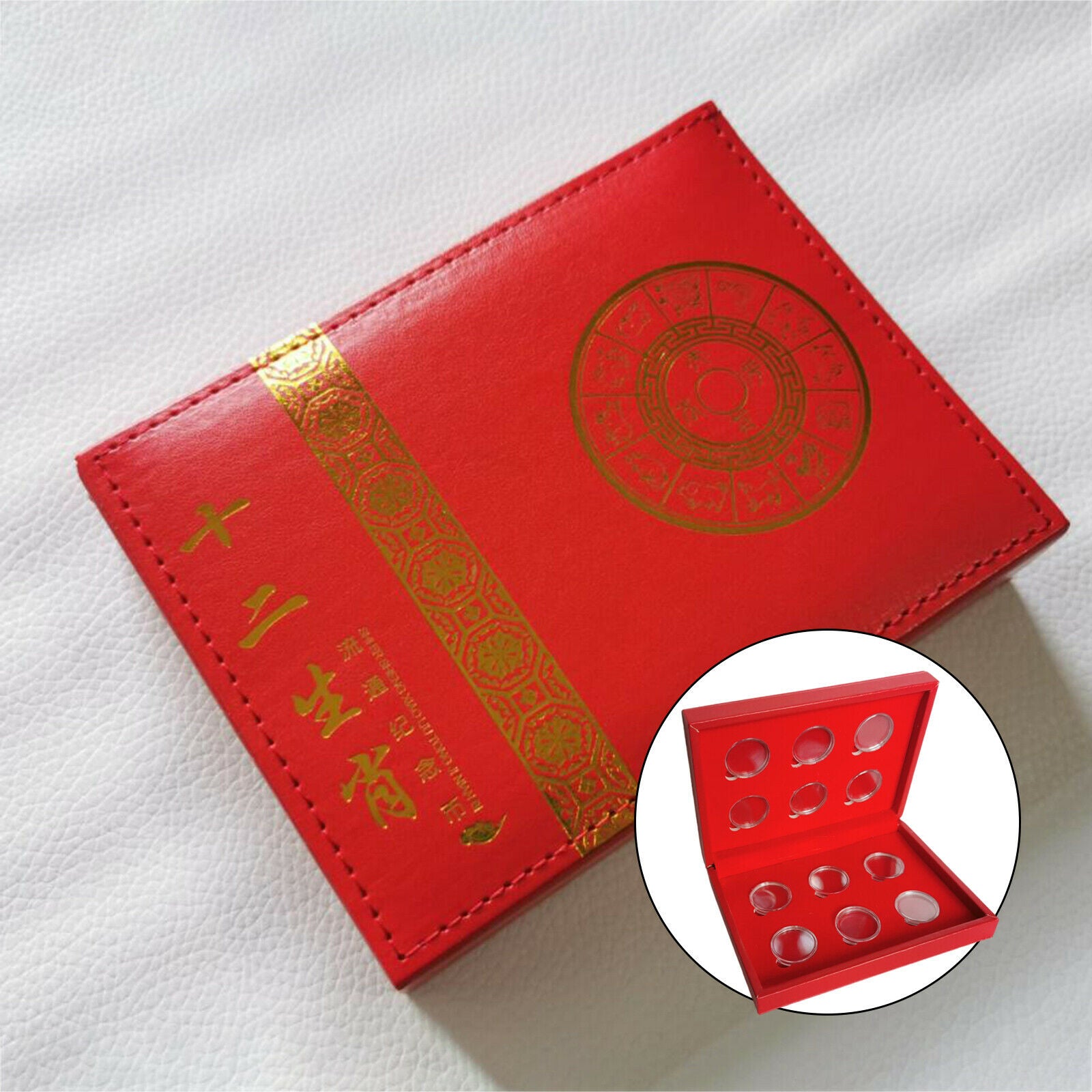 Wooden Coin Display with 12 Coin Cases for 12 Coins From The