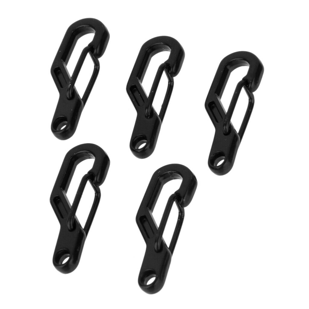 5pcs Climbing Hanging Buckle Snap Clip Hook Keychain D Ring Carabiner Black