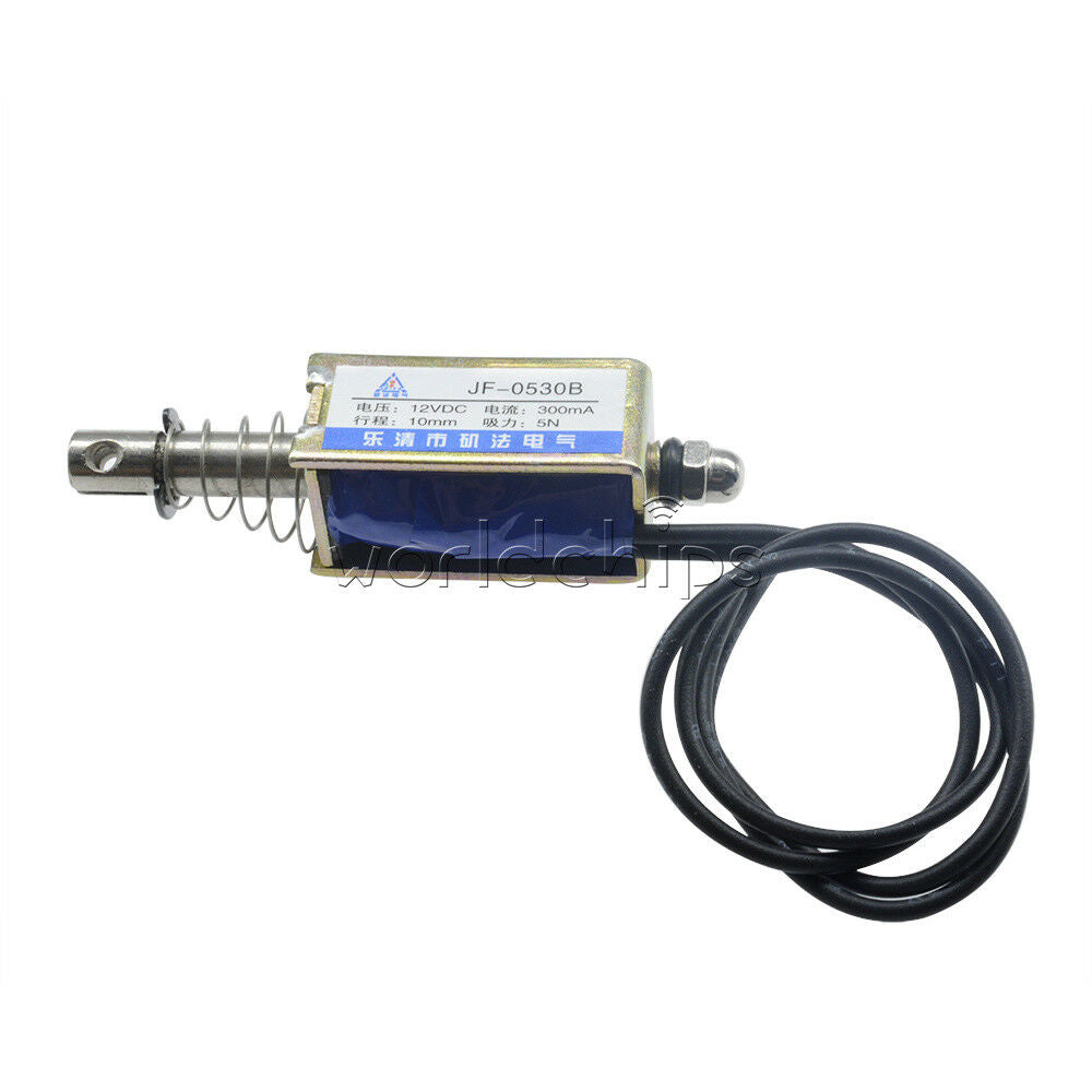 DC12V 300mA 5N/10mm Precise Pull-Push-Type Solenoid Electromagnet JF-0530B New