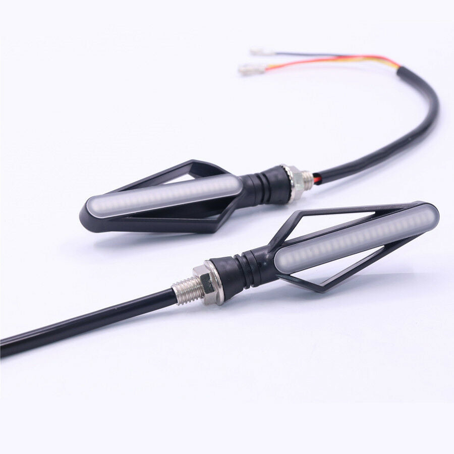 2 Pair Amber Flowing Turn Signal Light Plus Front White DRL +Rear Red Brake Lamp