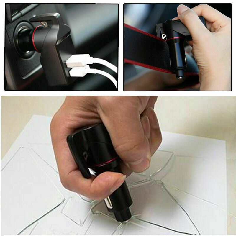 3 In 1 Car Truck USB Emergency Tool Window Braker Seat Belt Cutter USB Chager 1x