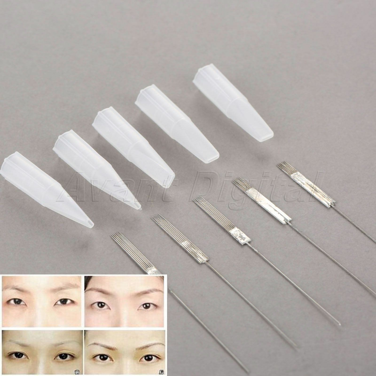 50x Pro 7F Tattoo Needles with 50x Flat Mouth 7F for Tattoo Machine Needle Tips
