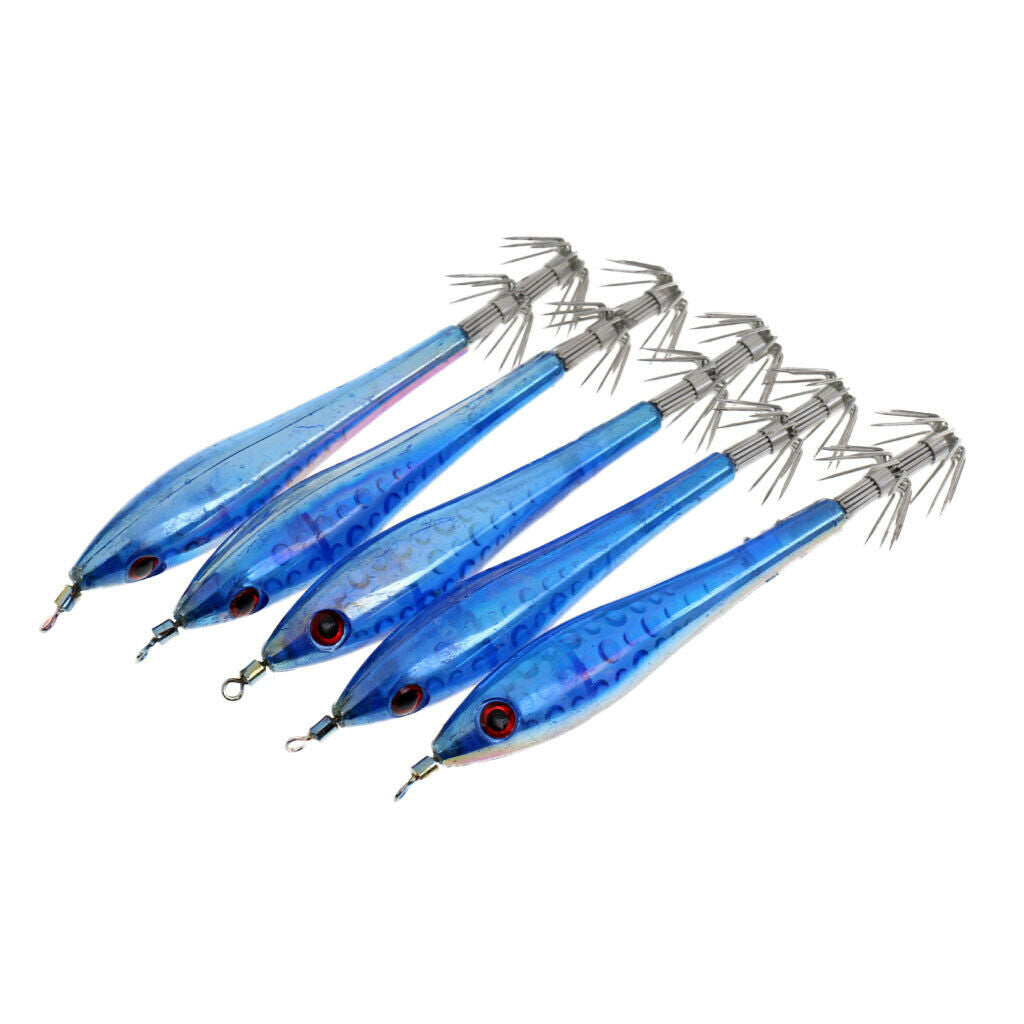 10x Luminous Squid Octopus Sleeve-Fish Fishing Lures Baits Jigs Hooks Hard Baits