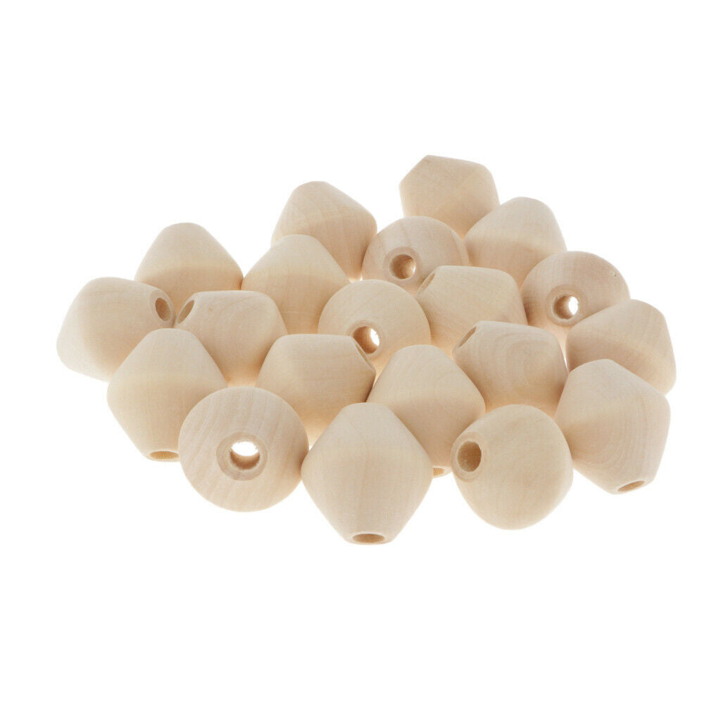 20x Wood Bead Unpainted Loose Spacer Beads Charms Jewelry Making Accessory