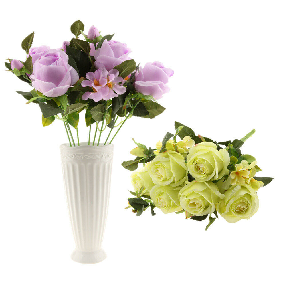 2 Pieces DIY Wedding Rose Silk Flowers 9 Head Arrangements Artificial