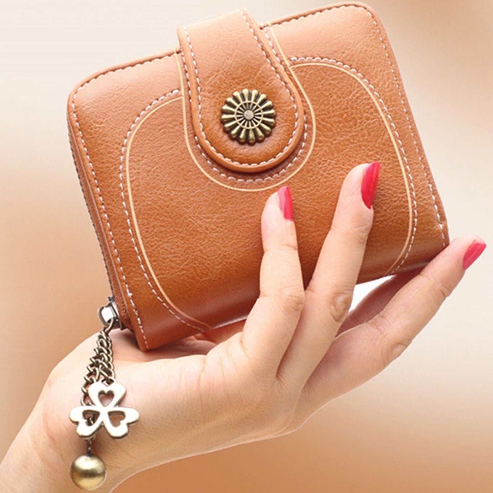 Womens Lady Bifold Coin Leather Cash Purse Card Holder Short Zipper Wallet New