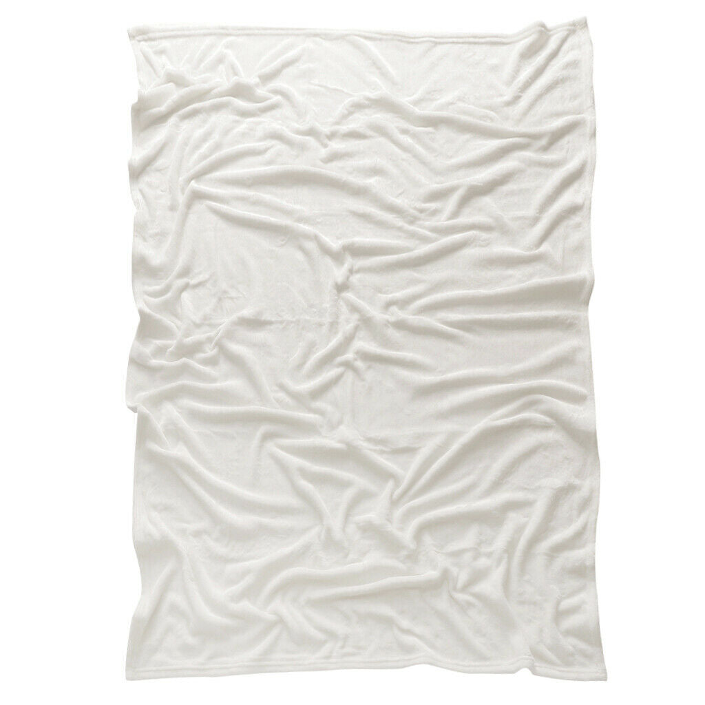 Flannel Fleece Warm Blanket Reversible Sofa Couch Throw 110x150cm White