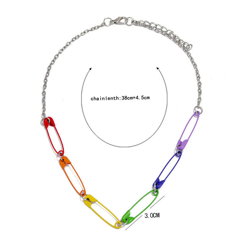 Fashion Punk Colorful Safety Pins Chokers Necklace Women Men Jewelry Acce.l8