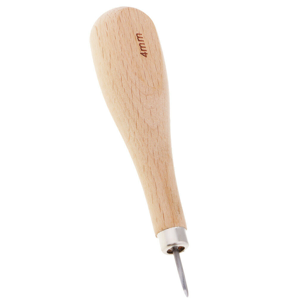 Professional 3 Pcs / Set Leather Tool Wooden Handle Steel Awl for