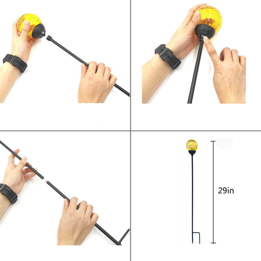 Set of 3 Solar Cracked Glass Ball Light Home Decor for Pathway Patio Outdoor