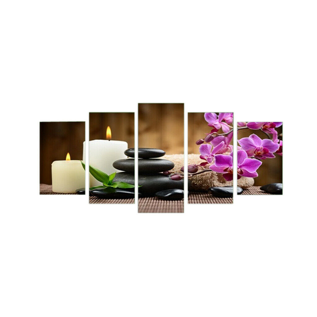 Abstract Oil Painting Canvas Printed Painting Pictures Set Of 5 CANDLE STONE