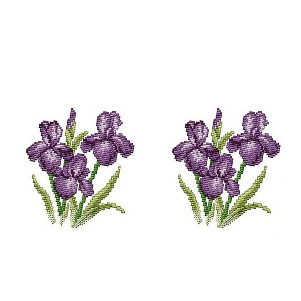 2Set Flower Pattern Stamped Cross Stitch Kit Embroidery Kit DIY Needlecraft