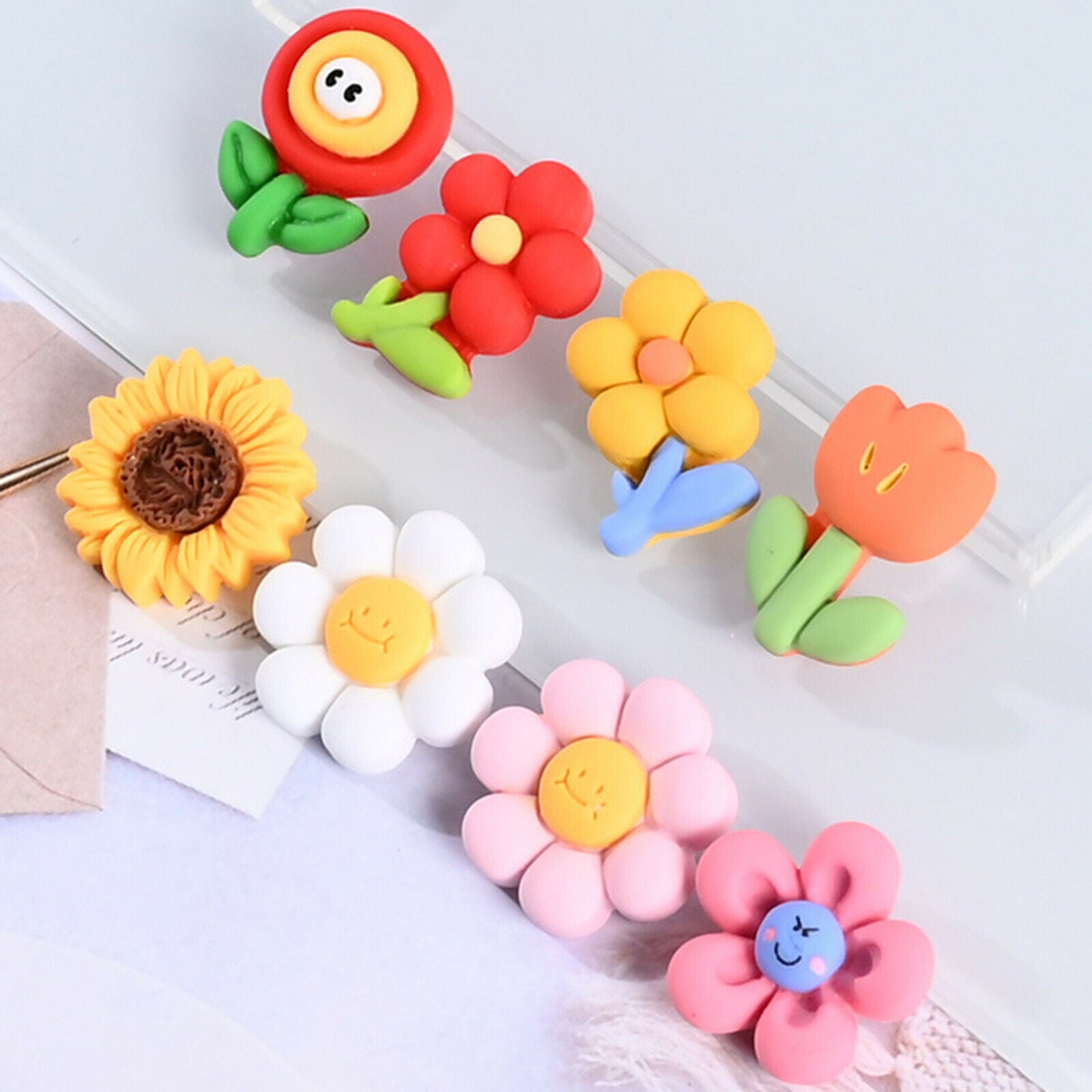 50Pack Flower Flatback Charms Beads DIY Hair Accessories Jewelry Making