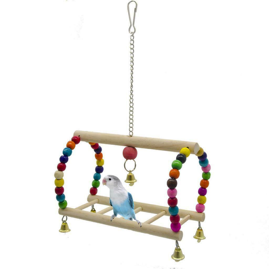 Parrots Cage Hanging Swing Toys Ladder Stand Perch For Small to Large Birds