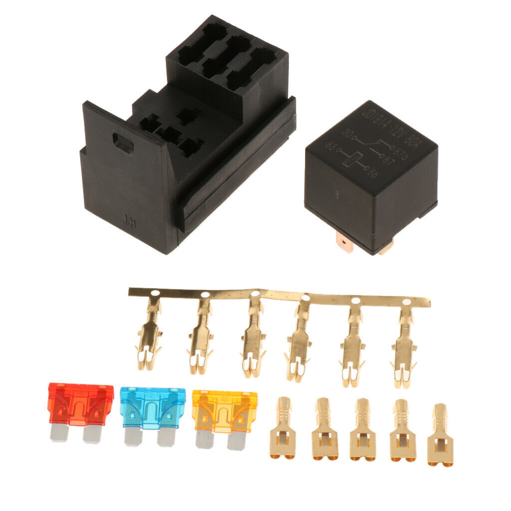 4-Slot Relay Box 1 Relays 3 Blade Fuses Easy Installation - Fuse Relay Box