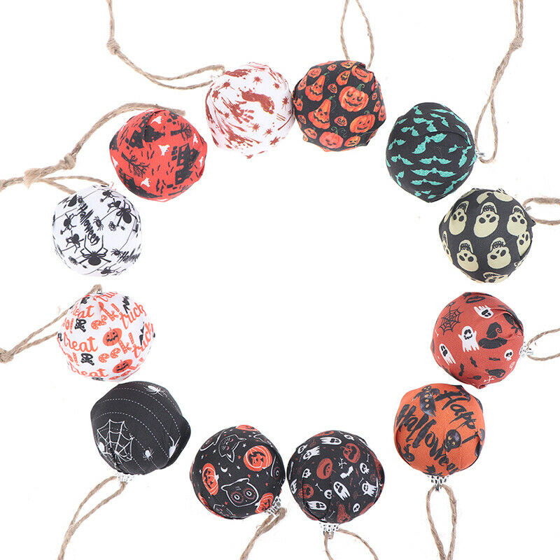 12PCS Halloween Ball Ornament Hanging Ball Decoration Halloween Pumpkin Ba Rf
