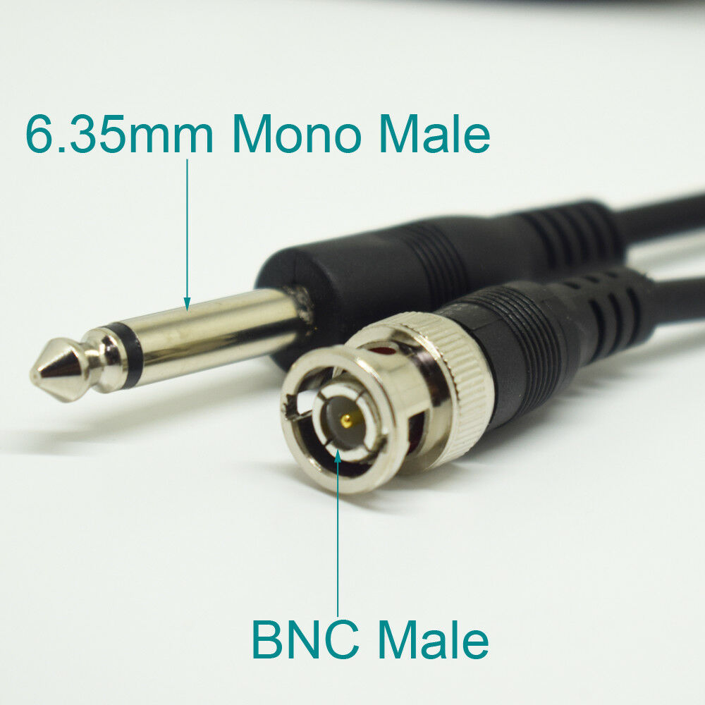 1pc 2M/6.6FT BNC Male To 1/4" 6.3mm Mono Male Plug Audio Adapter Cable Black