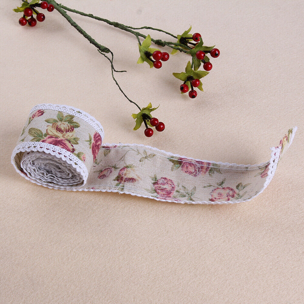 1m/roll Beautiful Flower Hessian Burlap Lace Wedding Decor Cake Runners @