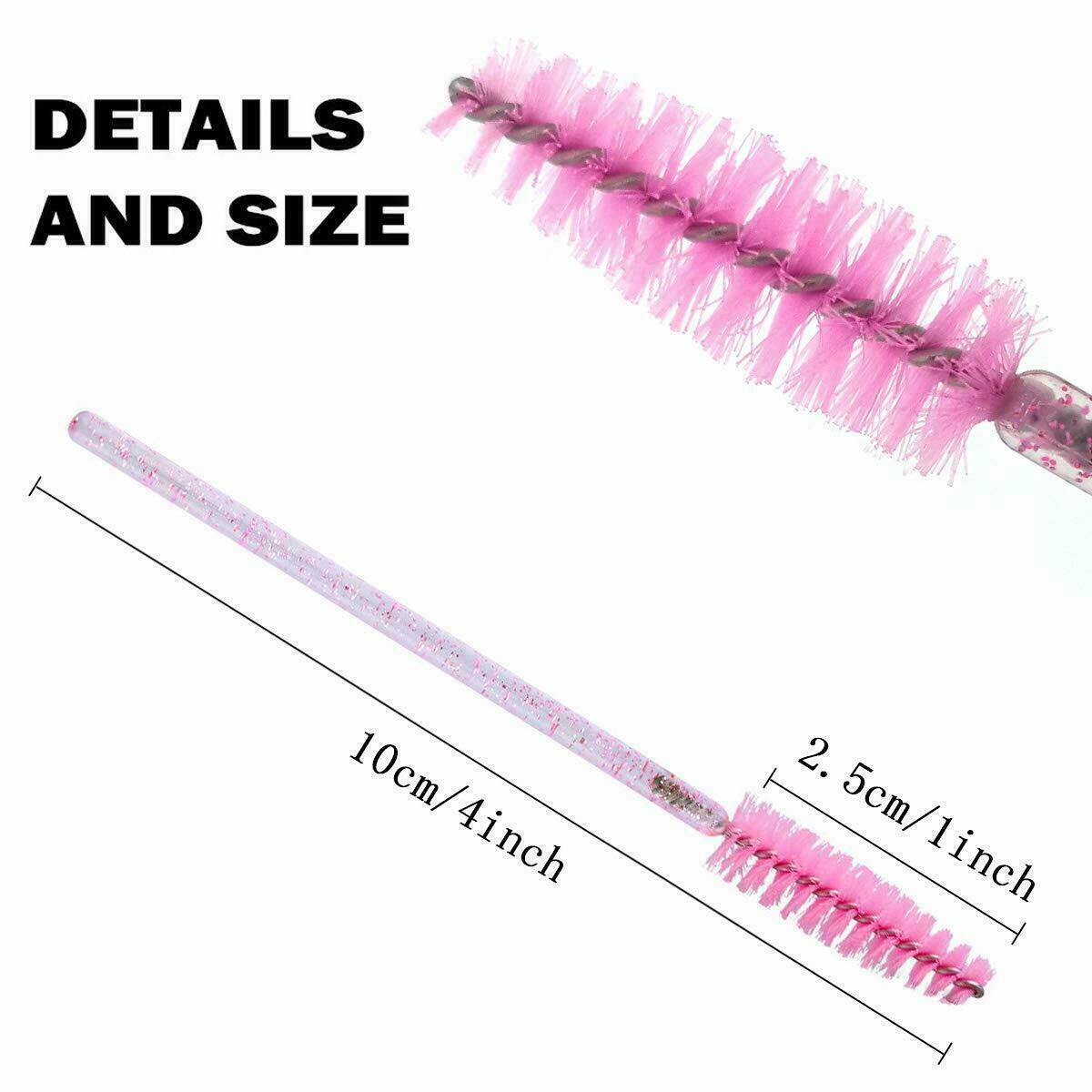 50x Disposable Crystal Eyelash Brush Mascara Wands Applicator Makeup Tool Pink
