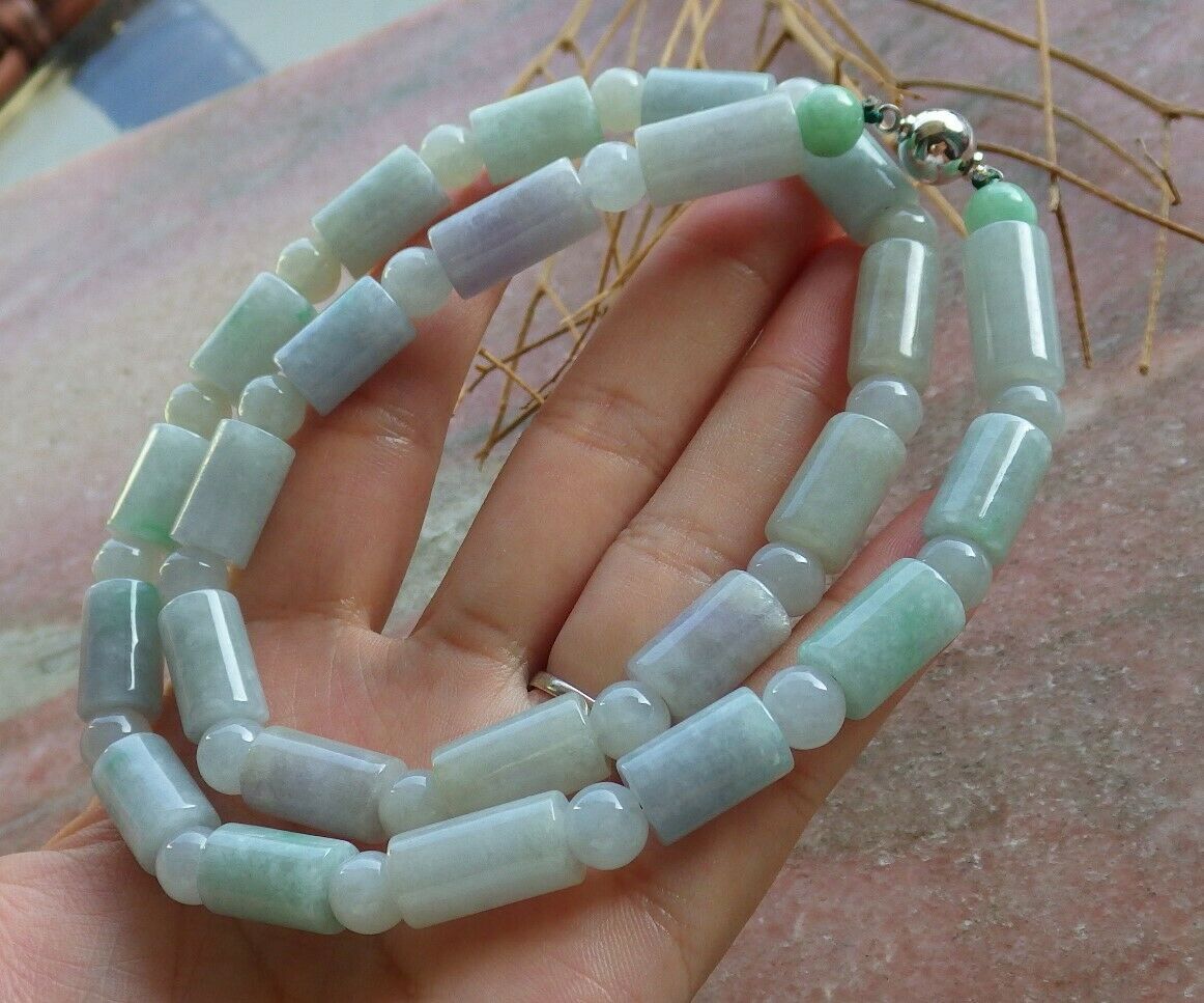 Certified Green Natural A JADE Jadeite Beads Circle Necklace 20 inches é¡¹é“¾