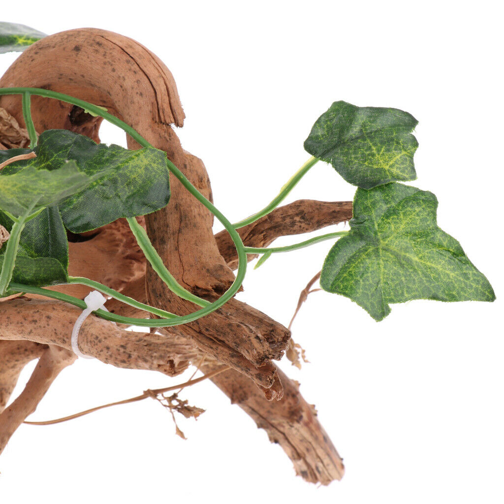 Reptile Vivarium Wood  with Realistic Ivy Vine Plant Decoration Ornament-