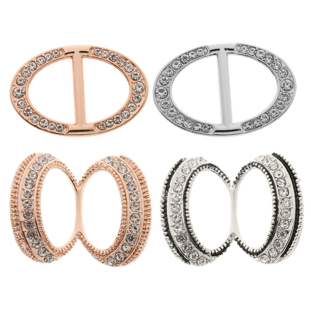 4 Pieces Rhinestone Scarf Ring Silk Scarf Clip Buckle Slide Lady Jewelry