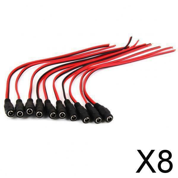 8X 10x12V DC Power Pigtail Socket Cable Connector for CCTV Security 5.5x2.1mm